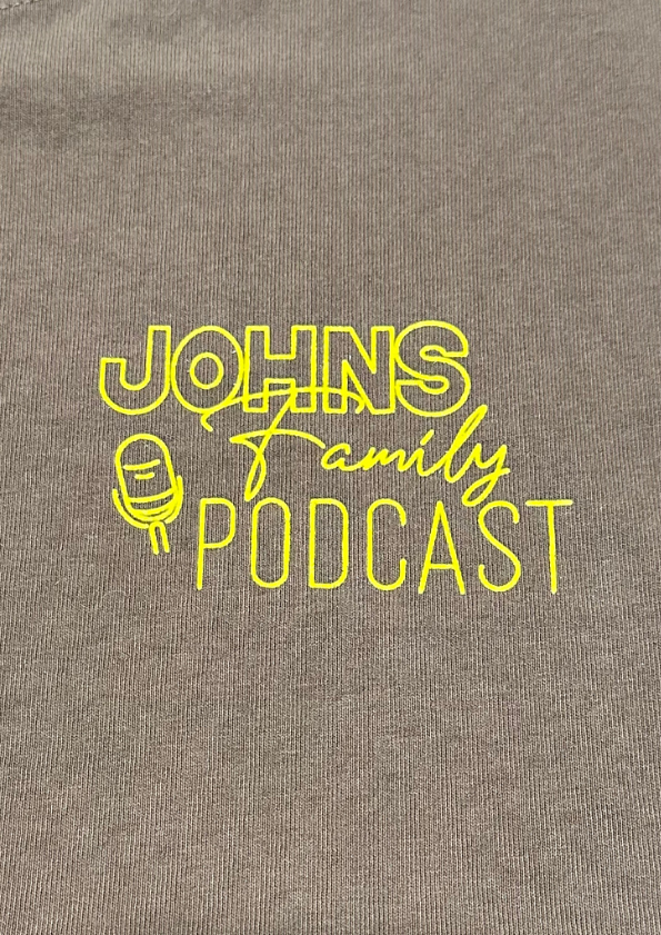 Faded Brown Johns Family Podcast Logo Tee |
