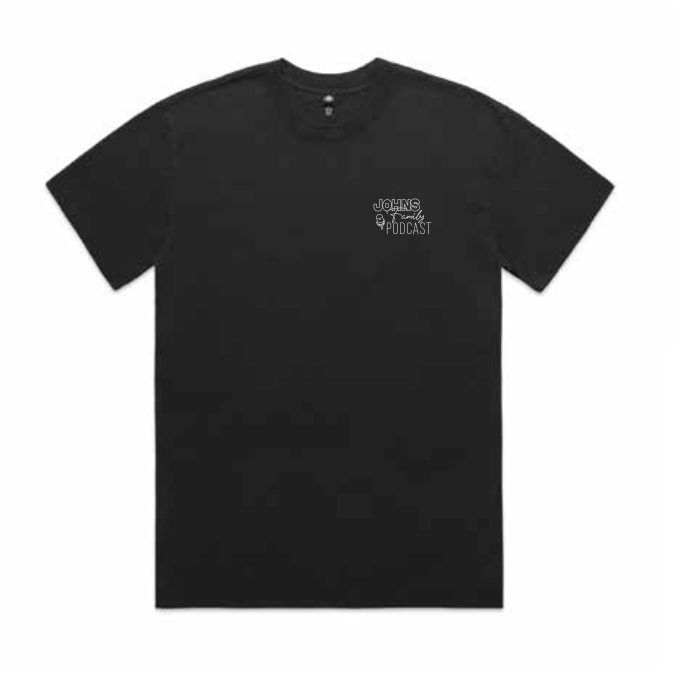 Faded Black Johns Family Podcast Logo Tee |